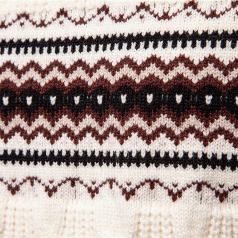 Men's Vintage Colorblock Jacquard Crew Neck Knitted Pullover Sweater 58865522M