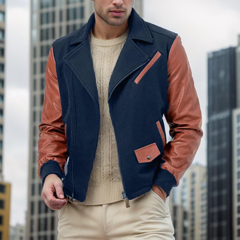 Men's Vintage Leather and Wool Jacket 81454187Y