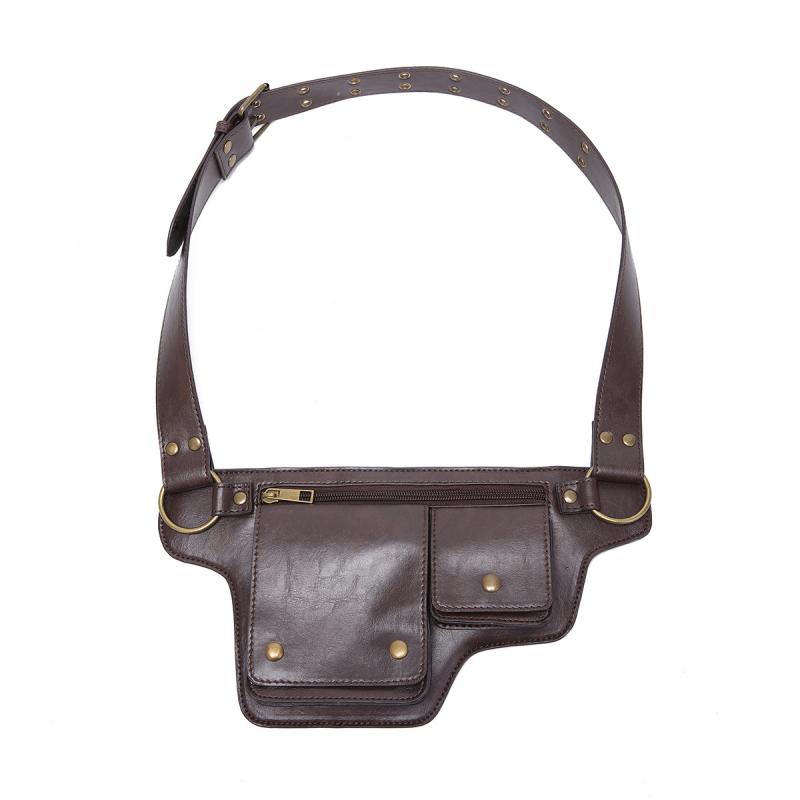 Marsupio in pelle regolabile con cerniera per sport all'aria aperta da uomo 28172372K