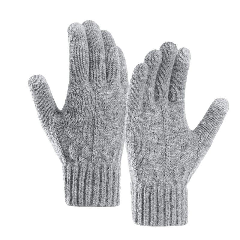 Vintage Men's Solid Color Thick Knitted Gloves 53677647TO