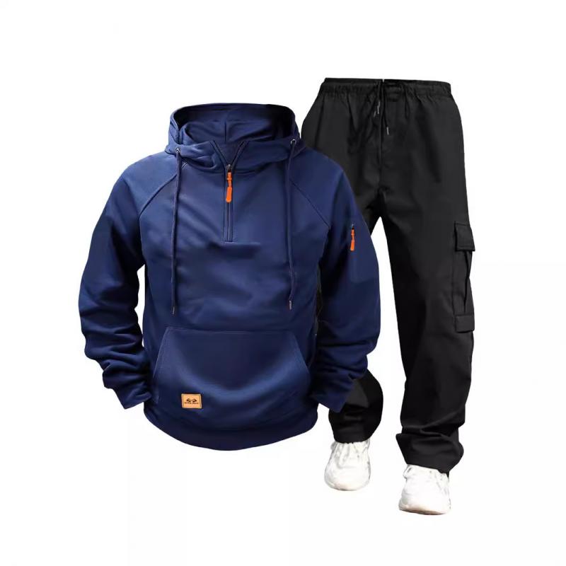 Felpa con cappuccio e pantaloni casual da uomo tinta unita 54142080Y