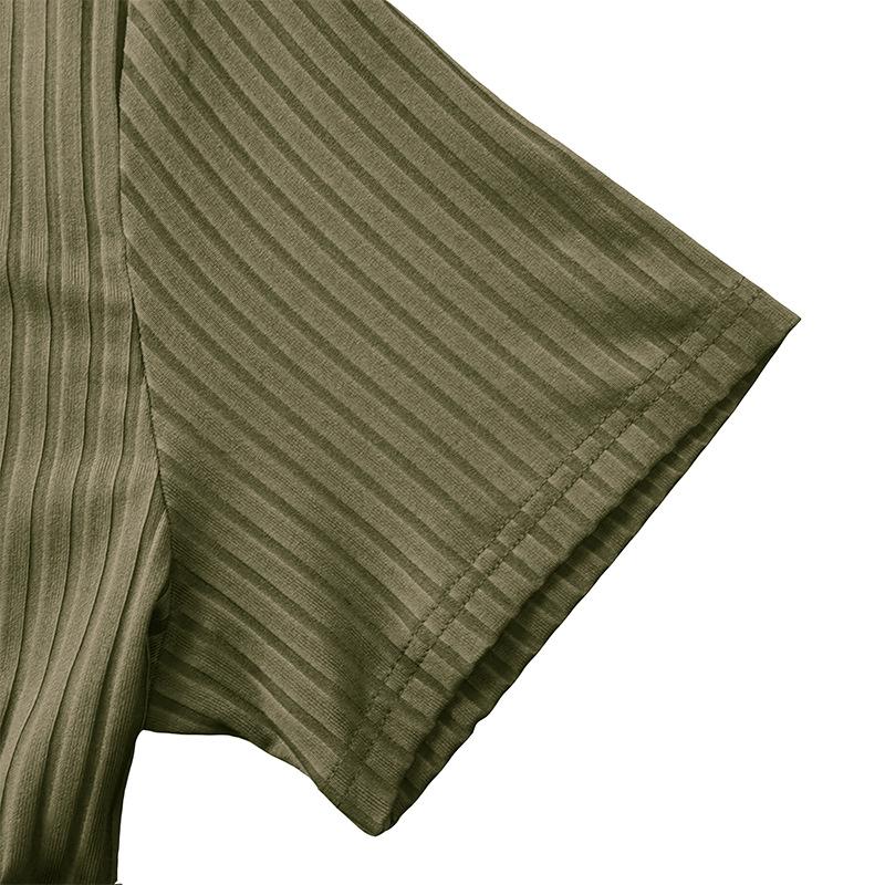 Camiseta deportiva de manga corta con cuello redondo y rayas lisas para hombre 26384154Z