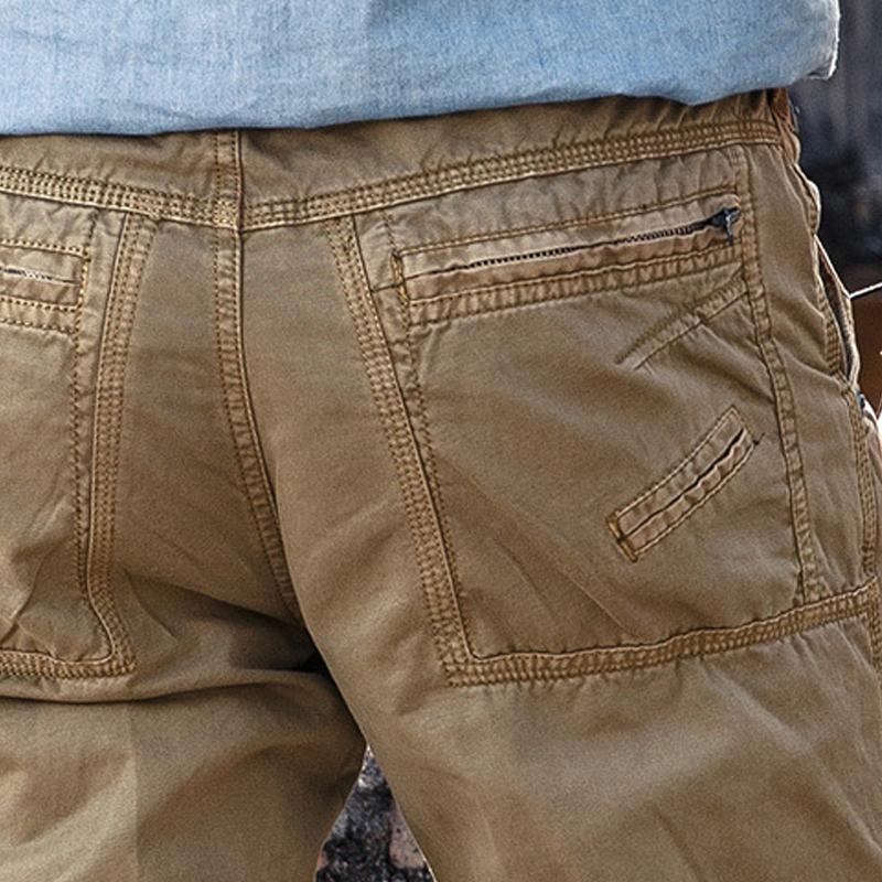 Men's Solid Loose Straight Stitching Cotton Cargo Pants 80913049Z