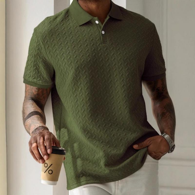 Herren-Poloshirt mit einfarbigem, strukturiertem Revers und kurzen Ärmeln 44983927Z