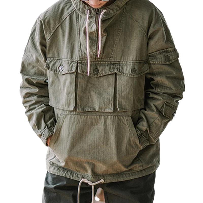 Sweat à capuche cargo multi-poches de couleur unie pour homme 64413872X