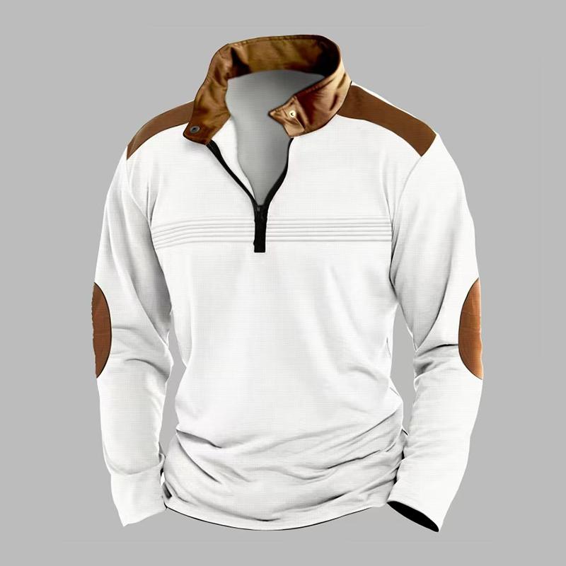 Felpa casual a maniche lunghe con colletto alla coreana e cerniera colorblock da uomo 32537015Z