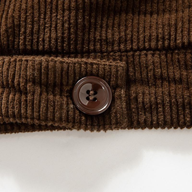 Men's Solid Vintage Plush Collar Corduroy Jacket 67542039Y
