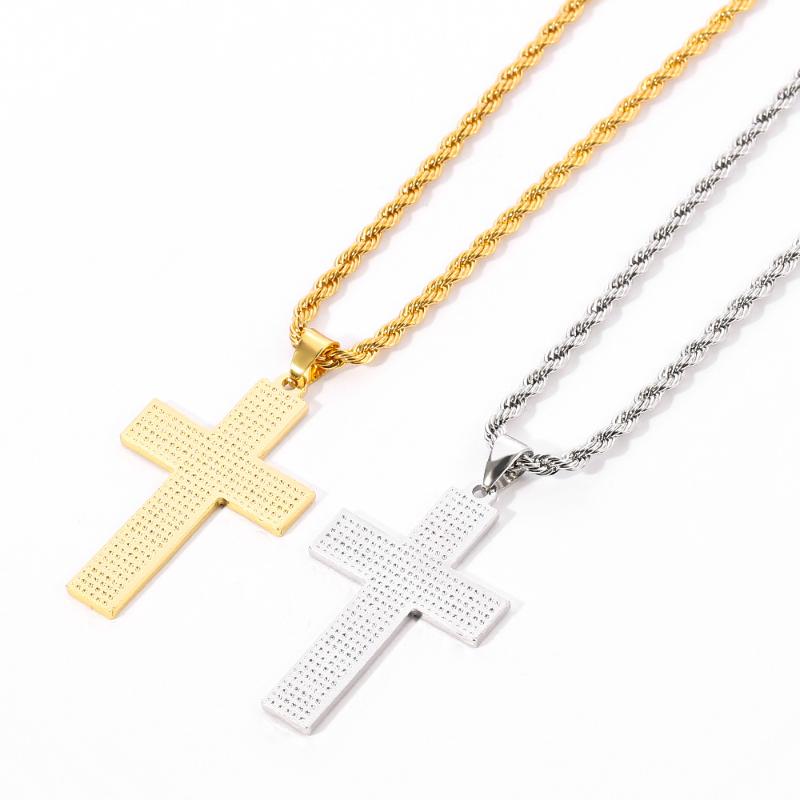 Collana vintage casual con bandiera americana e croce 65735606TO