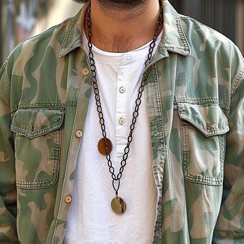 Giacca da uomo con risvolto mimetico e tasca sul petto, modello cargo 38282207Z