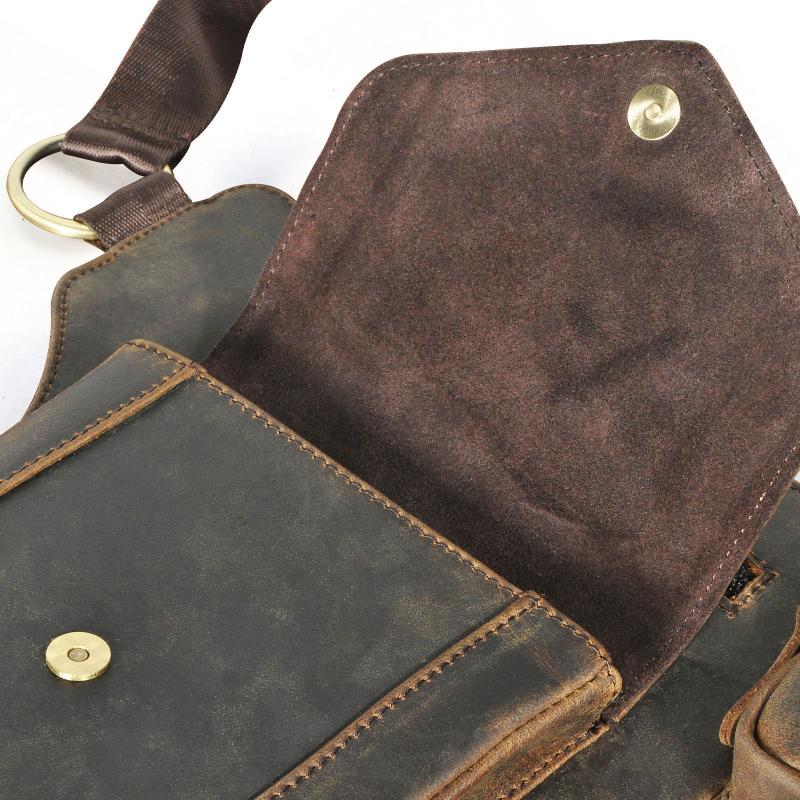 Men's Classic Retro Personality Outdoor Leather Waist Bag 60235114K