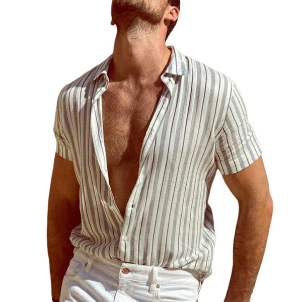 Men's Striped Print Short Sleeve Shirt 98980246Y