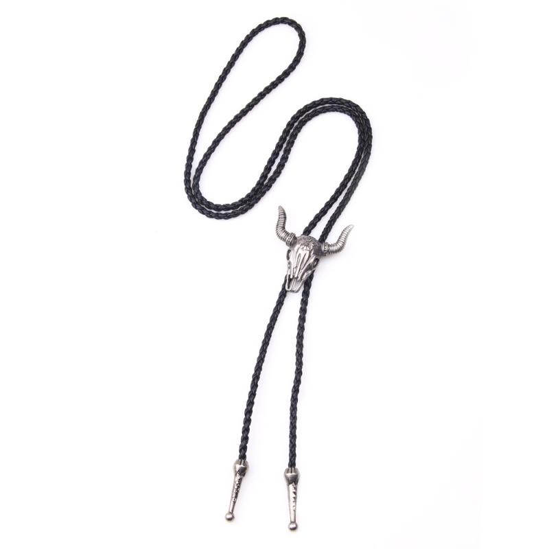 Collana vintage con teschio e testa di toro in stile western 16723943TO