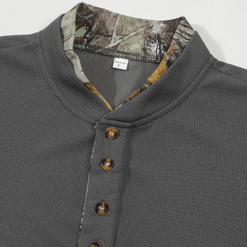 T-shirt a maniche lunghe color block a nido d'ape da uomo 01564892Y