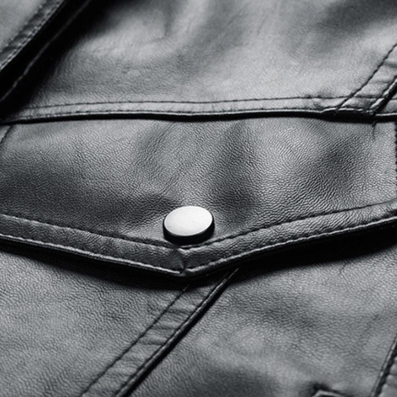 Chaqueta clásica informal de cuero con solapa para hombre 19775422F