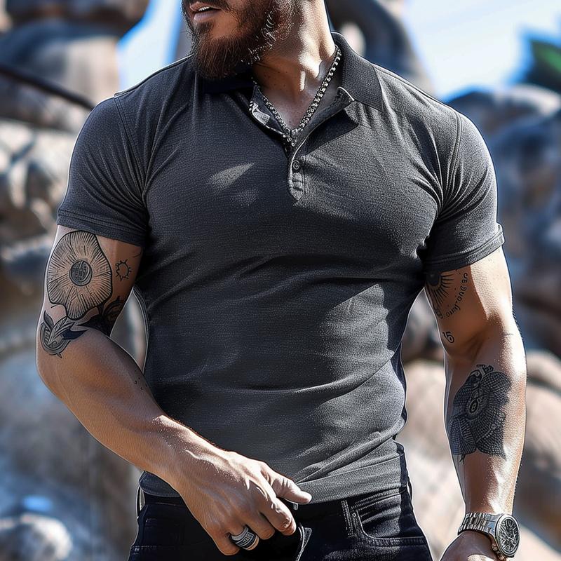 Polo de manga corta con solapa lisa para hombre 76400276Z