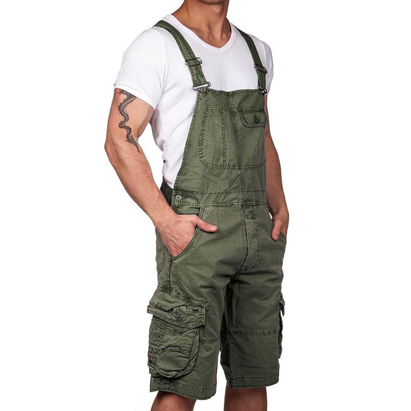 Herren Latzhose Cargo Shorts Freizeit Overalls 00360239Z