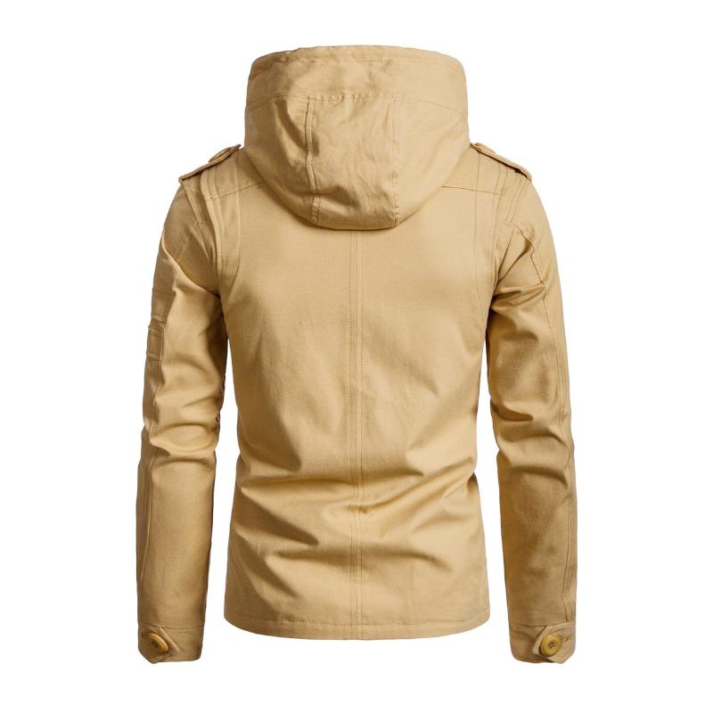 Chaqueta cargo informal de algodón lavado con capucha y corte ajustado para hombre 77422336M