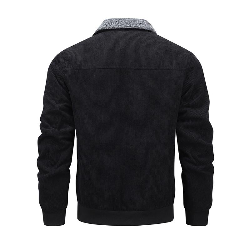 Chaqueta informal de pana con solapa y múltiples bolsillos de lana de cordero gruesa para hombre 14154496M