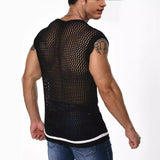 Men's Knitted Hollow Casual Sleeveless Tank Top 69366196Y