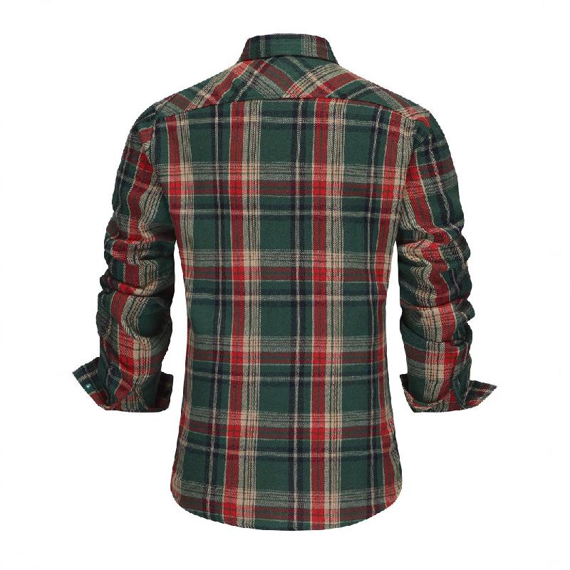Herren Retro Casual Weihnachten Plaid Revers Langarmhemd 23864501TO