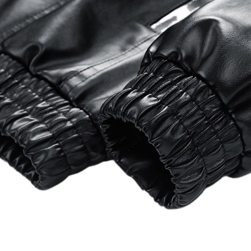 Chaqueta clásica informal de cuero con solapa para hombre 19775422F