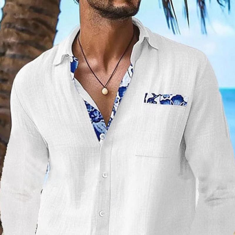 Herren Langarmhemd mit Printdekor und Revers 63725351Z