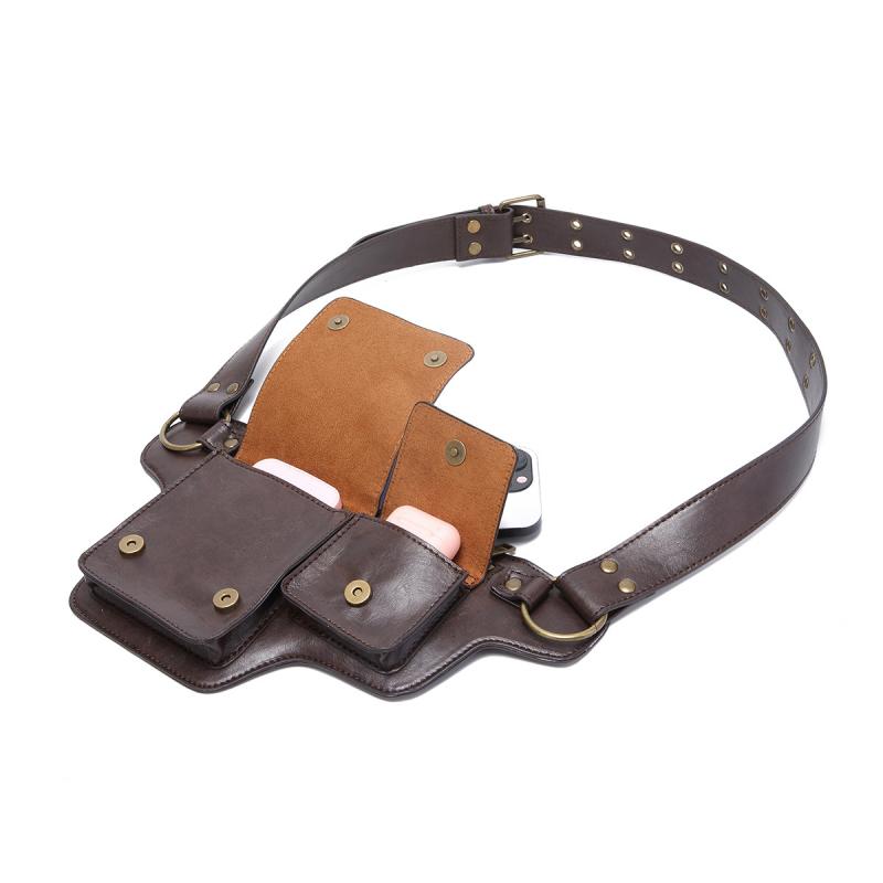 Marsupio in pelle regolabile con cerniera per sport all'aria aperta da uomo 28172372K