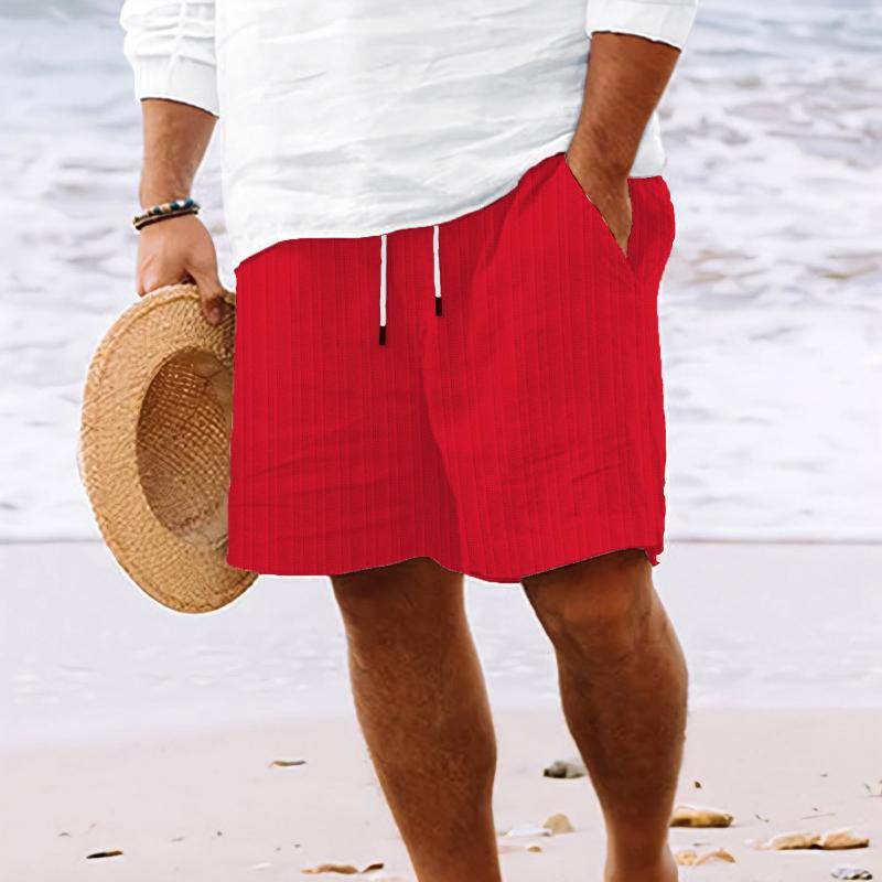 Menns bomullsblanding stripete strandshorts med snor 98769744Y