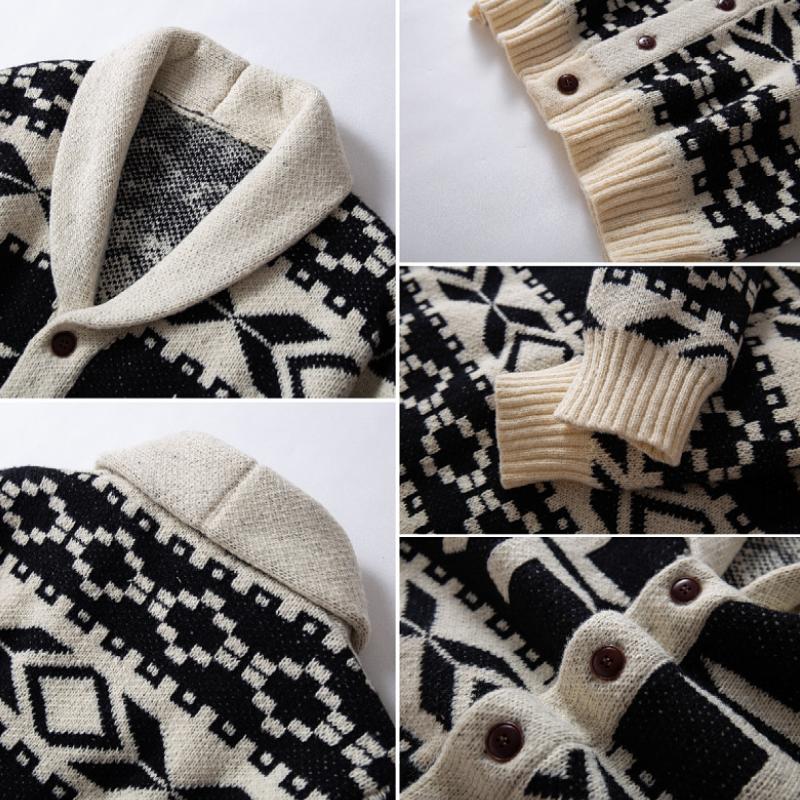 Cardigan monopetto lavorato a maglia con risvolto spesso in jacquard natalizio da uomo 59685073M