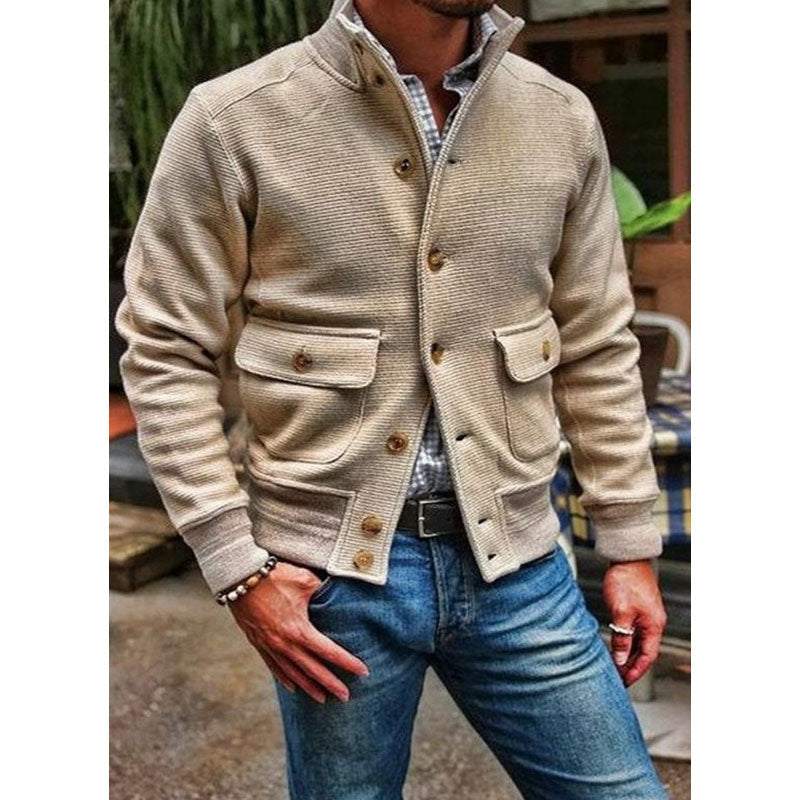 Chaqueta de color liso con cuello alto para hombre 35479294X