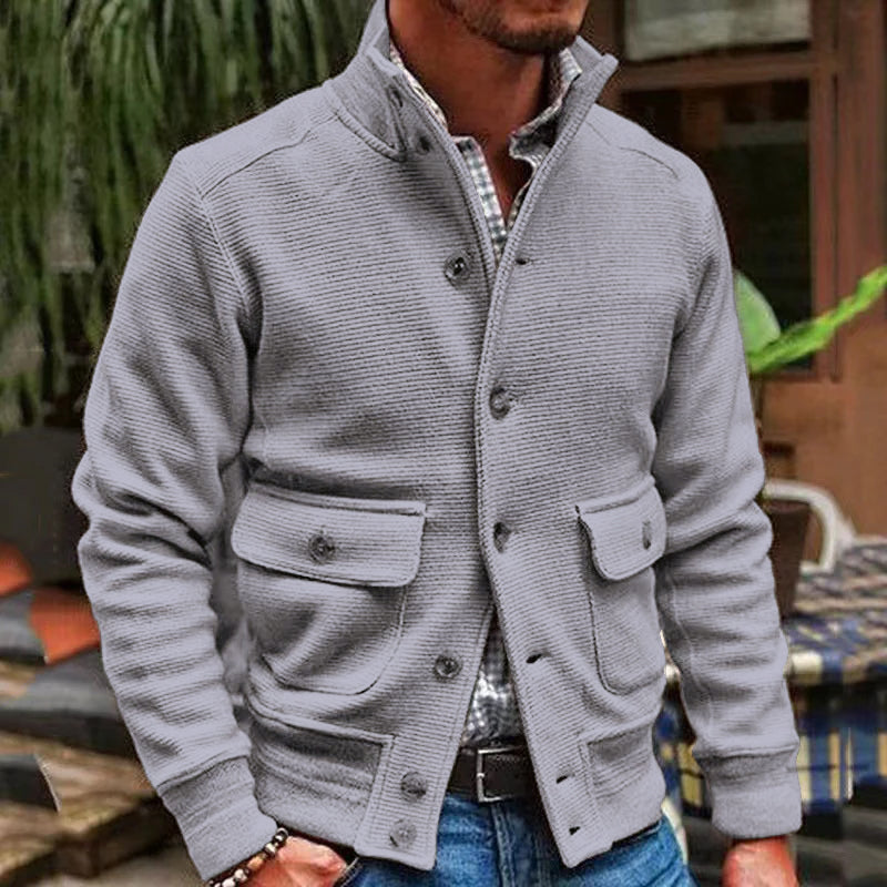 Chaqueta de color liso con cuello alto para hombre 35479294X