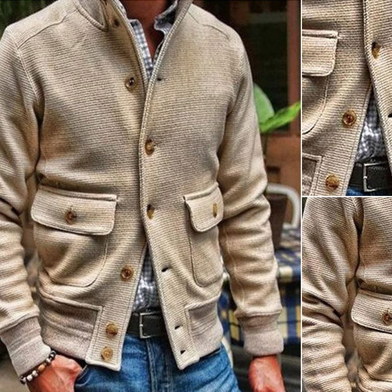 Chaqueta de color liso con cuello alto para hombre 35479294X