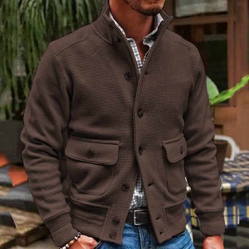 Chaqueta de color liso con cuello alto para hombre 35479294X