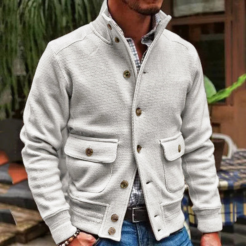 Chaqueta de color liso con cuello alto para hombre 35479294X