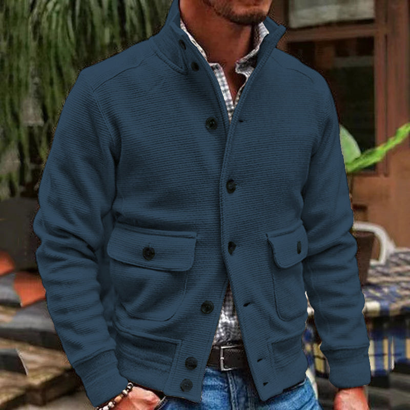 Chaqueta de color liso con cuello alto para hombre 35479294X