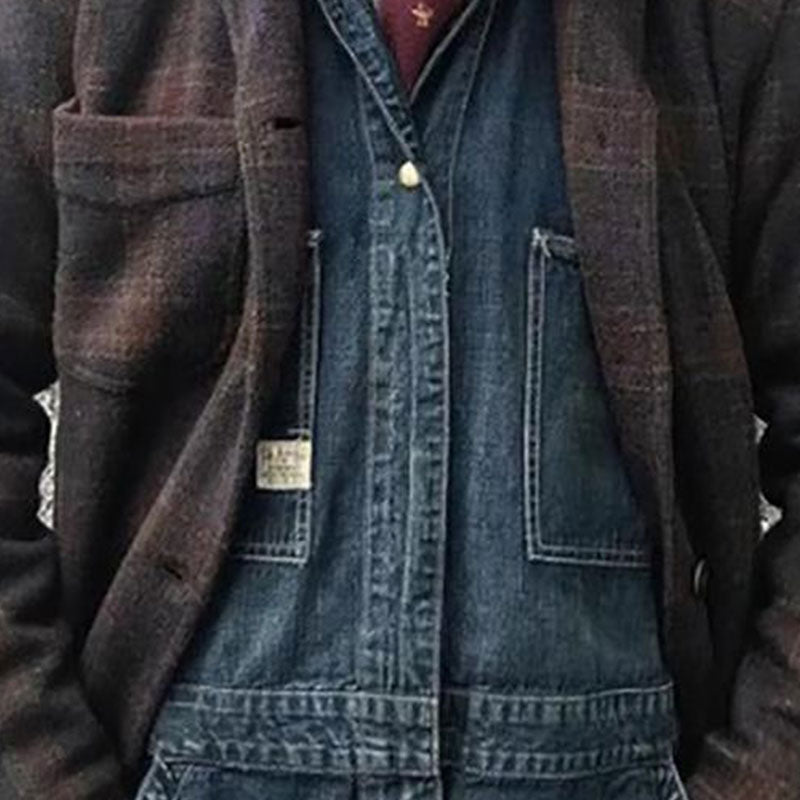 【Expédition 24 heures】Veste ample à carreaux rétro pour homme 84918520X