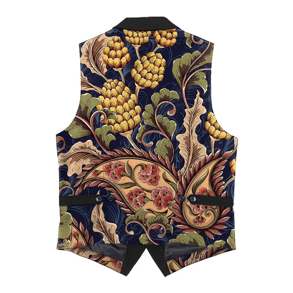 Gilet con risvolto e stampa floreale vintage da uomo 87973428X
