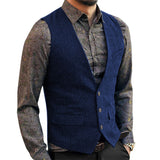Men's V-neck Tweed Single Breasted Vest 89211169M