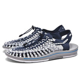 Mens Handwoven Beach Sandals 53152187 White Blue / 5.5 Shoes