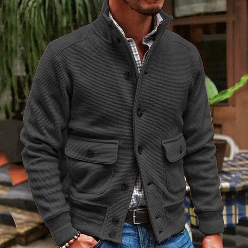Chaqueta de color liso con cuello alto para hombre 35479294X