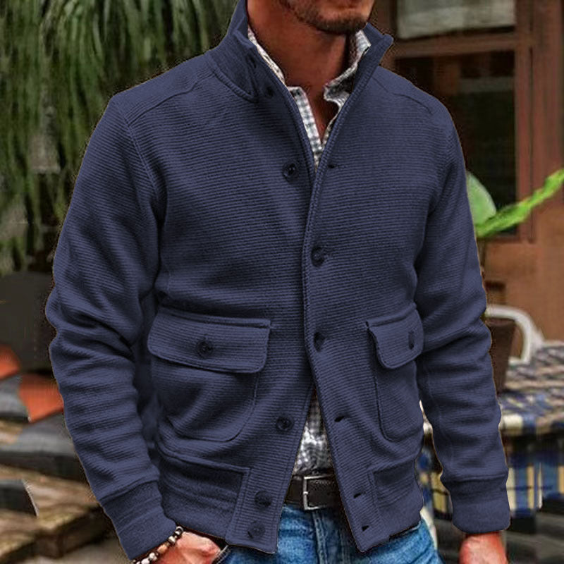 Chaqueta de color liso con cuello alto para hombre 35479294X