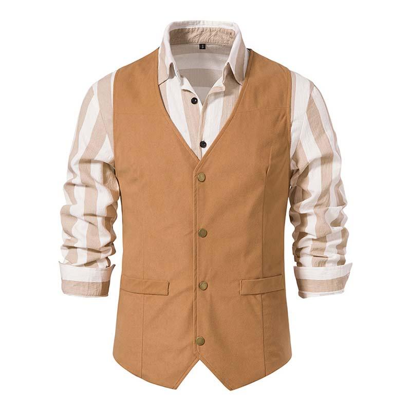 Gilet vintage slim à col en V et boutonnage simple pour homme 49764843M (chemise exclue)