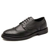 Mens Brogue Carved Leather Shoes 21806352 Black / 6 Shoes