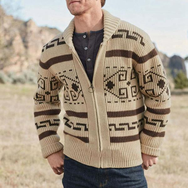 Giacca cardigan con risvolto e stampa geometrica da uomo 30728593X