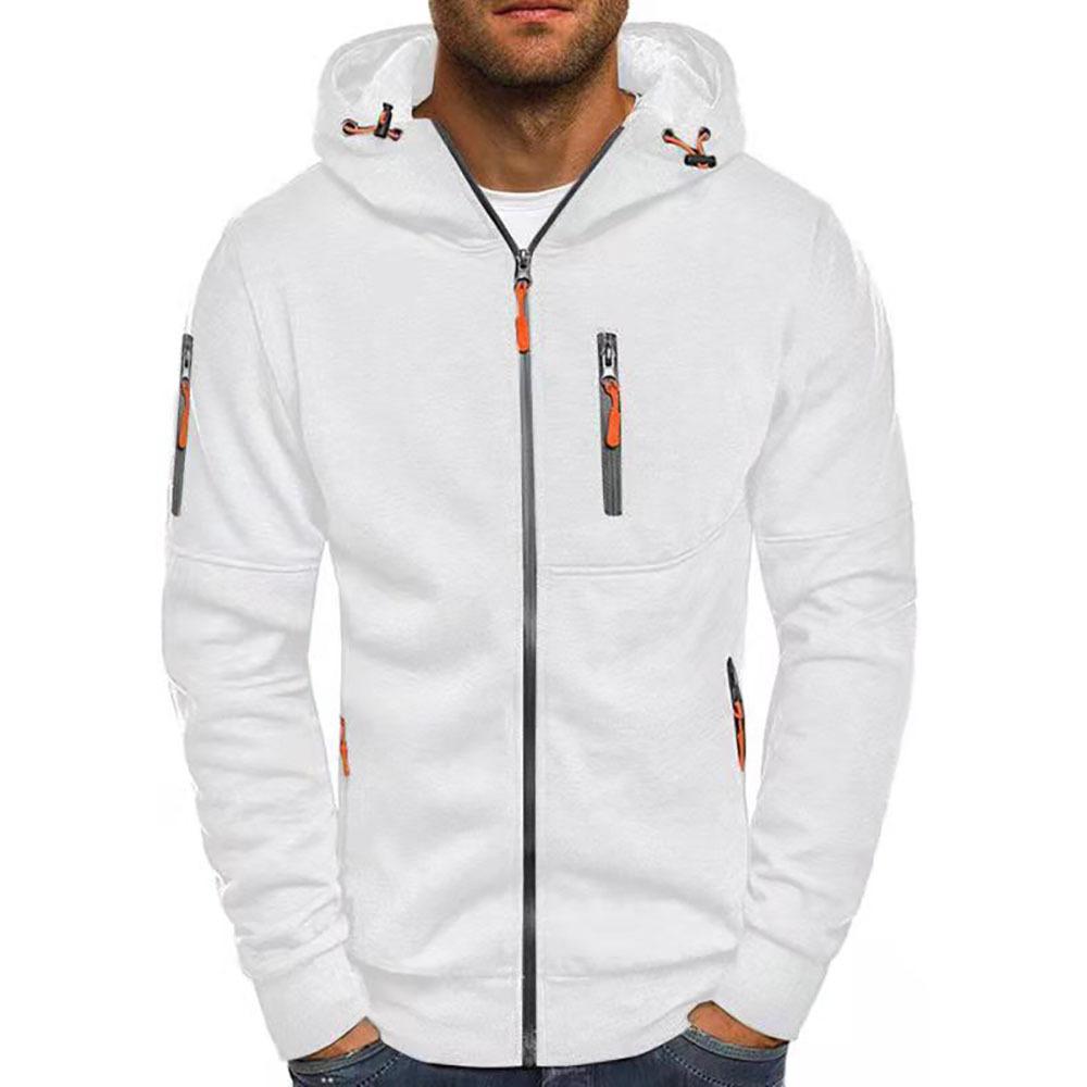 Herre fritidsjakke i bomullsblanding med glidelås, hette Slim Fit sportsjakke 87031331