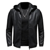 Men's Vintage Hooded Biker Leather Jacket 43026634X