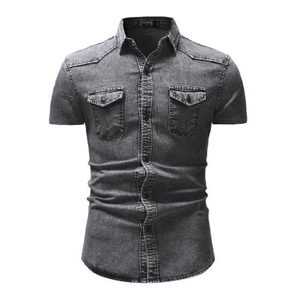 Camisa vaquera vintage de manga corta para hombre 47012502X