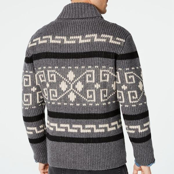 Giacca cardigan con risvolto e stampa geometrica da uomo 30728593X