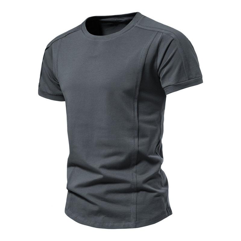 Camiseta de manga corta con cuello redondo y estampado liso para hombre 43330950Z