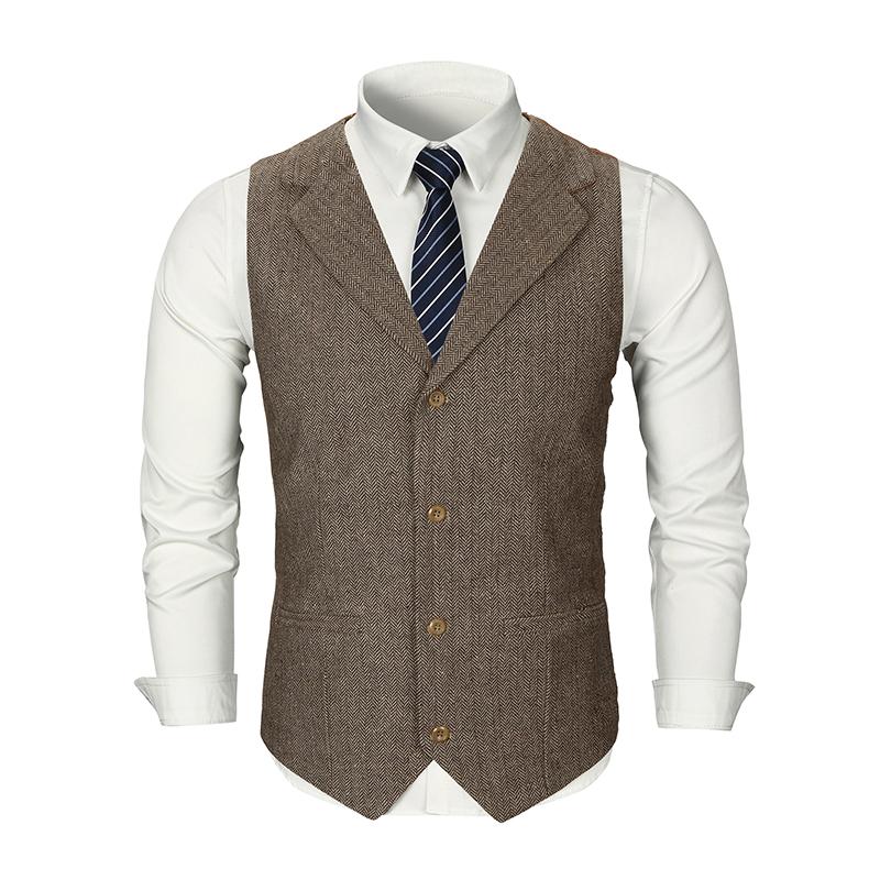 Men's Vintage Lapel Slim Single Breasted Suit Vest 38261597M